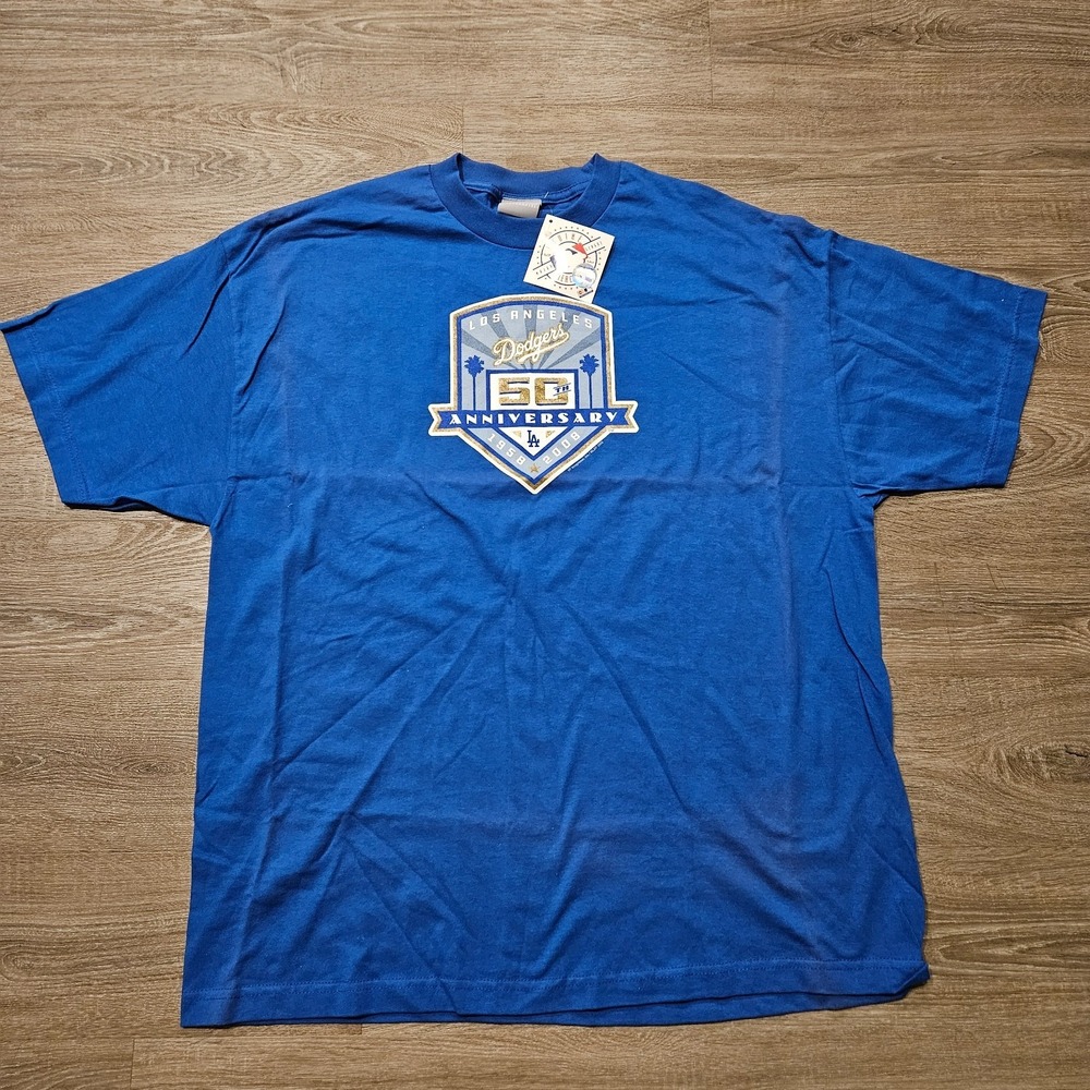 Los Angeles Dodgers 50th Anniversary T-Shirt‎ Men's 2XL Blue MLB 1958-2008 NWT